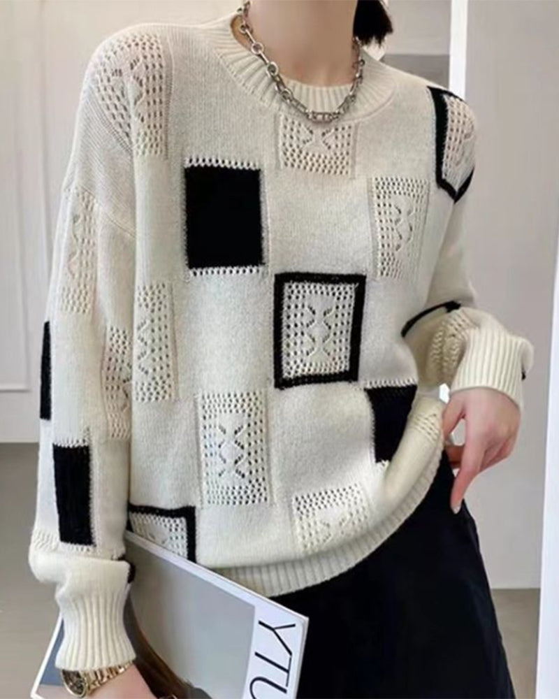 Dicker Baumwoll-Blockpullover | Ideal für Herbst & Winter