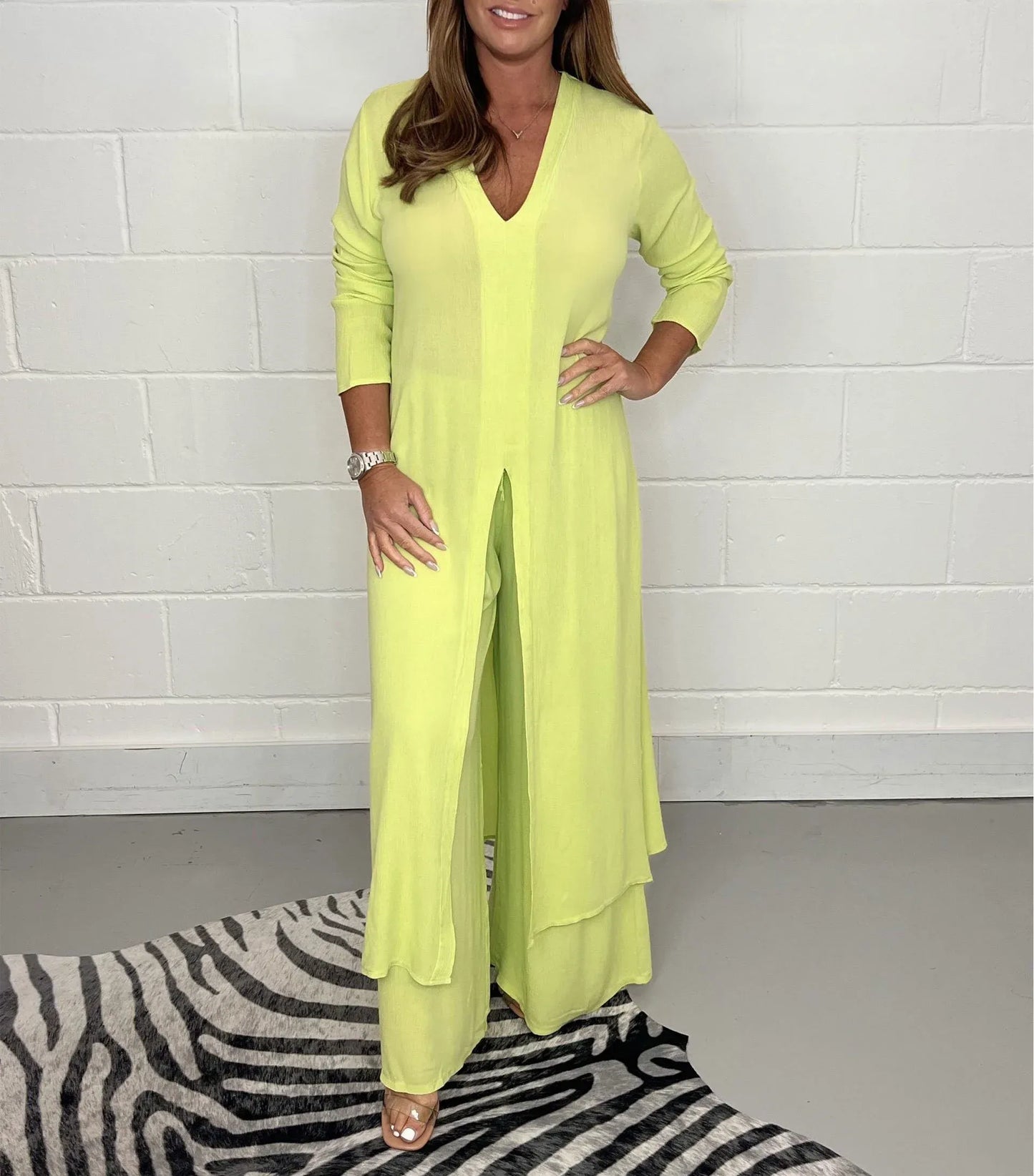 Bluse mit Knopfleiste und Hose mit elastischem Bund Set – Ideal für den Sommer