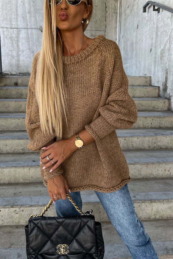 Damen Oversize Strickpullover – Ideal für Herbst & Winter