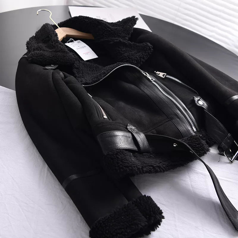 Damen-Wintermantel im Veloursleder-Look mit weichem Futter | Ideal für den Winter