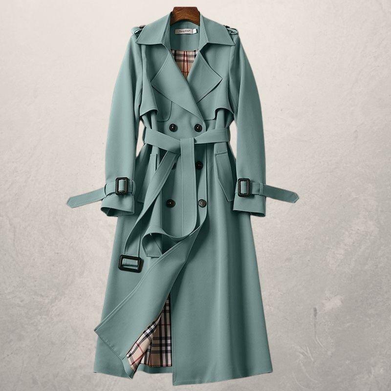 Damen-Trenchcoat in mittlerer Länge mit Taillengürtel und Fleecefutter | Ideal für den Herbst