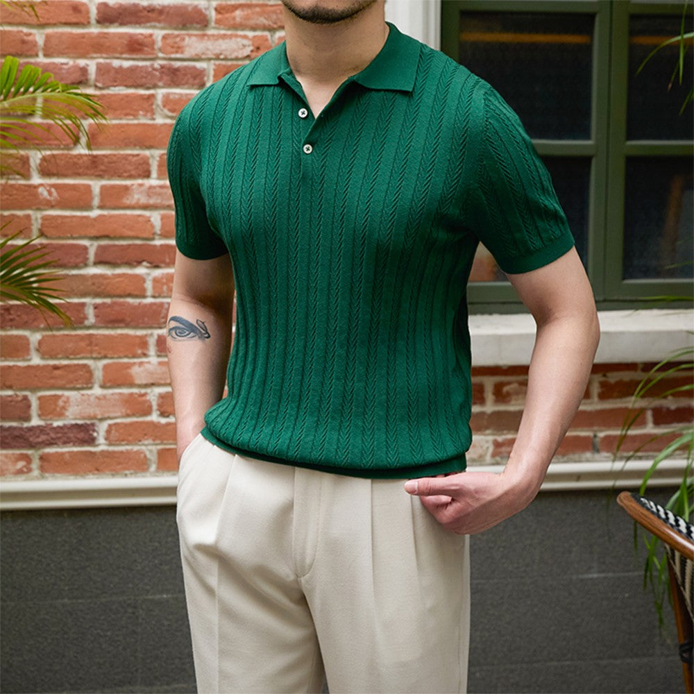 Herren Slim-Fit Kurzarm Strickshirt I Ideal für den Sommer