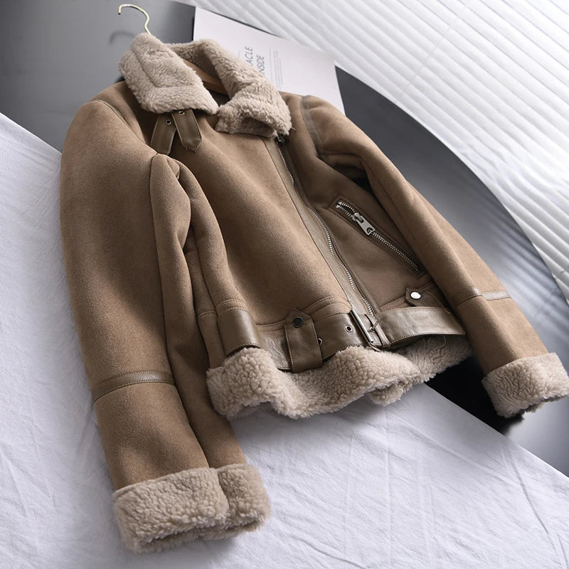 Damen-Wintermantel im Veloursleder-Look mit weichem Futter | Ideal für den Winter