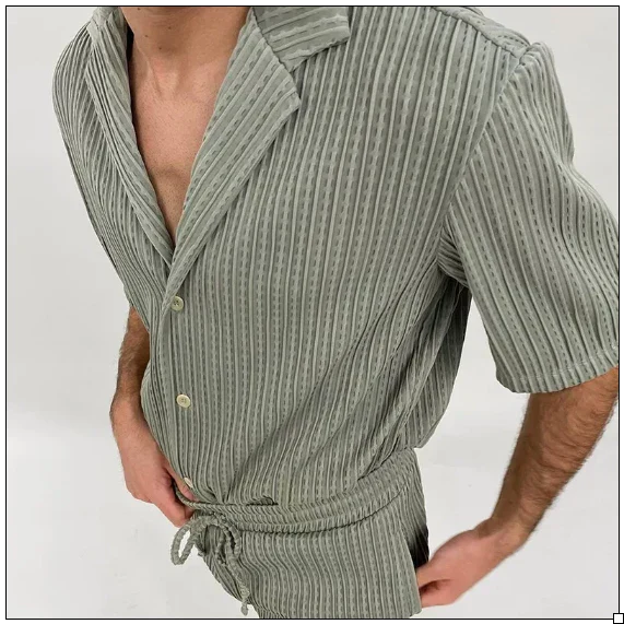 Sommer-Set für Herren | Kurzarm-Hemd & Shorts aus Leinen-Baumwoll-Mix – Atmungsaktiv & Leicht | Ideal für den Sommer