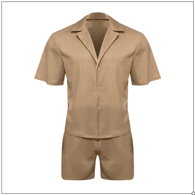 Sommer-Set für Herren | Kurzarm-Hemd & Shorts aus Leinen-Baumwoll-Mix – Atmungsaktiv & Leicht | Ideal für den Sommer