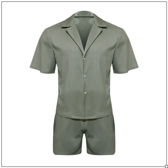 Sommer-Set für Herren | Kurzarm-Hemd & Shorts aus Leinen-Baumwoll-Mix – Atmungsaktiv & Leicht | Ideal für den Sommer