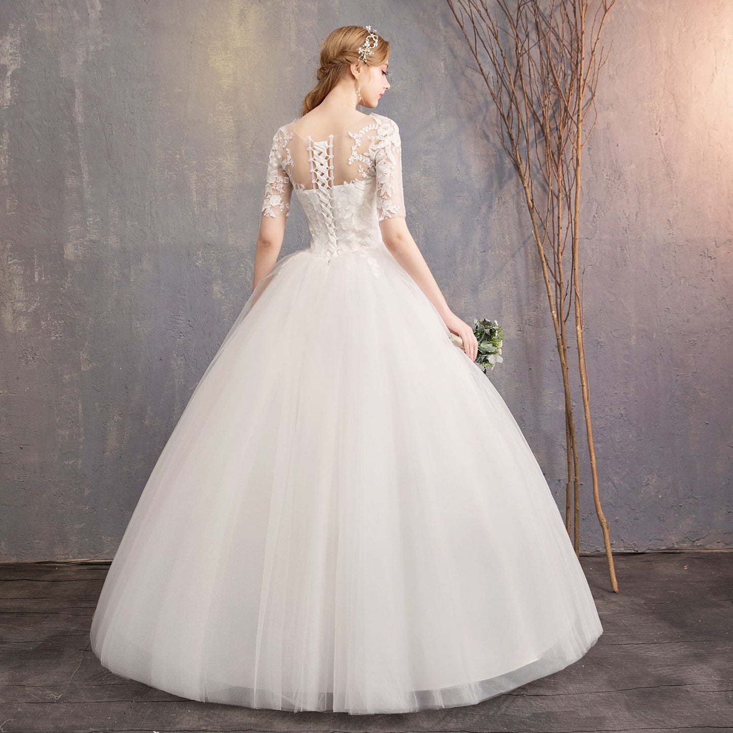 Spitzen-Hochzeitskleid mit Mittellangen Ärmeln und Plus-Größen I Ideal für alle Jahreszeiten