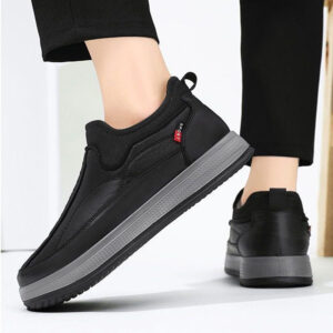 Herren Winter Fleece Schneestiefel – Flache Baumwoll-Knöchelstiefel mit Warmer Fütterung & Plattformsohle - Ideal für Winter