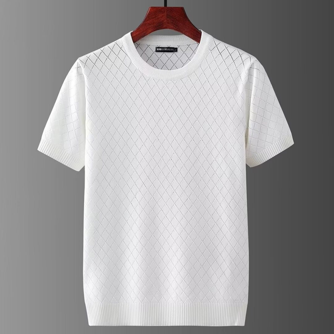 Herren Leichter Kurzarm-Pullover mit Cut-Out-Design – Perfekt für den Sommer