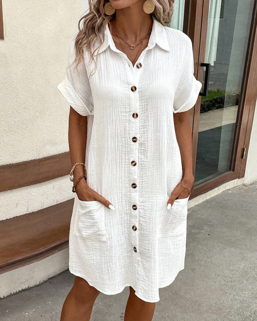 Langärmeliges Hemdkleid für Damen mit Knopfleiste | Ideal für Frühling und Herbst