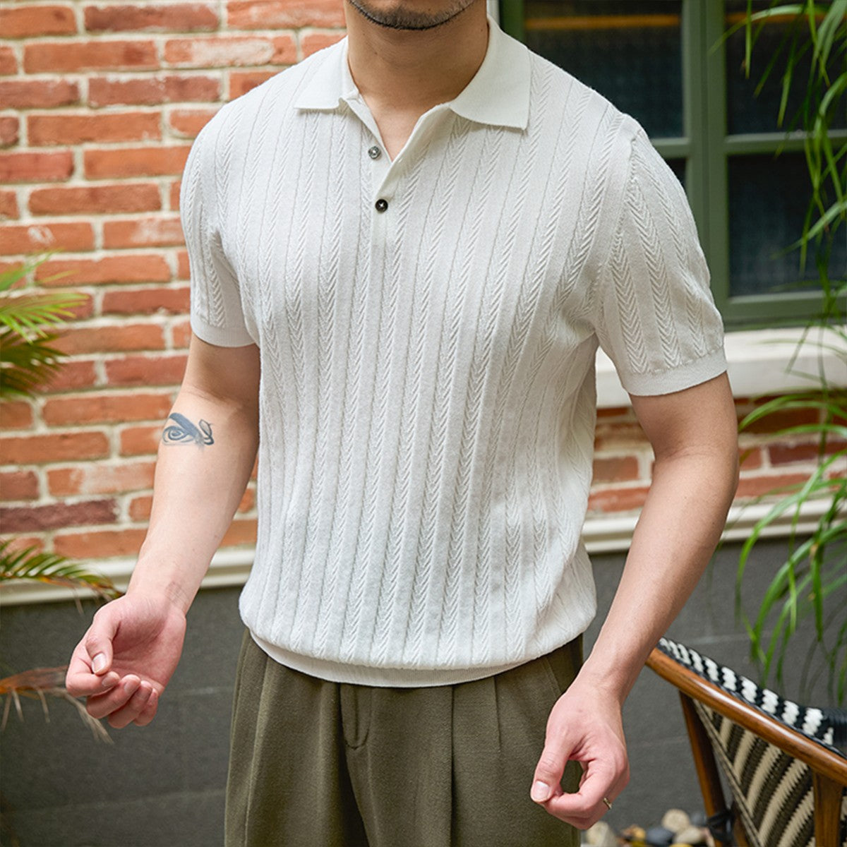 Herren Slim-Fit Kurzarm Strickshirt I Ideal für den Sommer