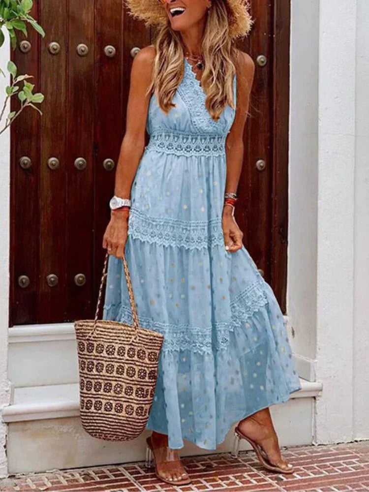 Langes Spitzenkleid mit eleganten Details | Ideal für Frühling und Sommer