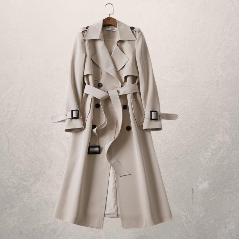 Damen-Trenchcoat in mittlerer Länge mit Taillengürtel und Fleecefutter | Ideal für den Herbst