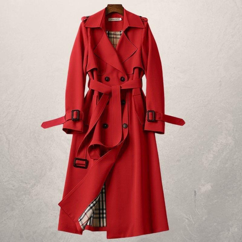 Damen-Trenchcoat in mittlerer Länge mit Taillengürtel und Fleecefutter | Ideal für den Herbst