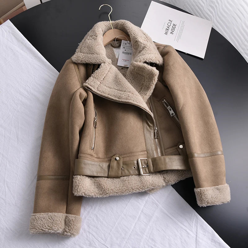Damen-Wintermantel im Veloursleder-Look mit weichem Futter | Ideal für den Winter