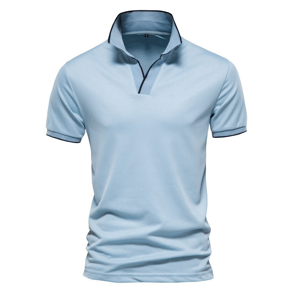 Herren Unifarbenes V-Ausschnitt Kurzarmshirt – Perfekt für den Sommer