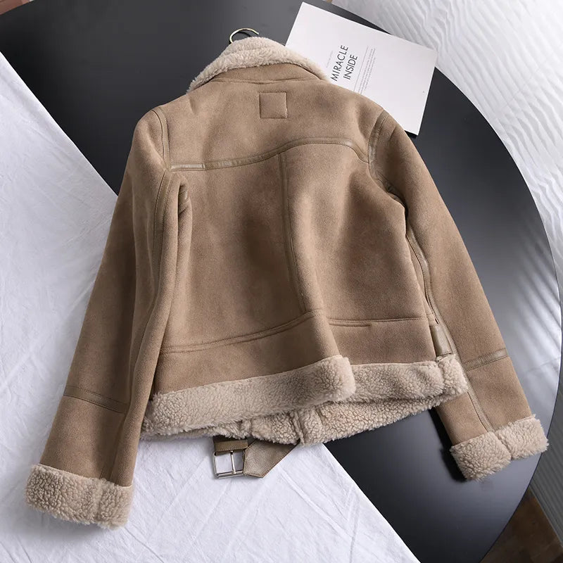 Damen-Wintermantel im Veloursleder-Look mit weichem Futter | Ideal für den Winter