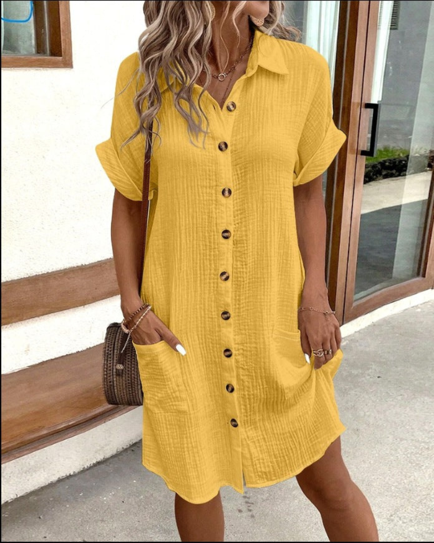 Langärmeliges Hemdkleid für Damen mit Knopfleiste | Ideal für Frühling und Herbst