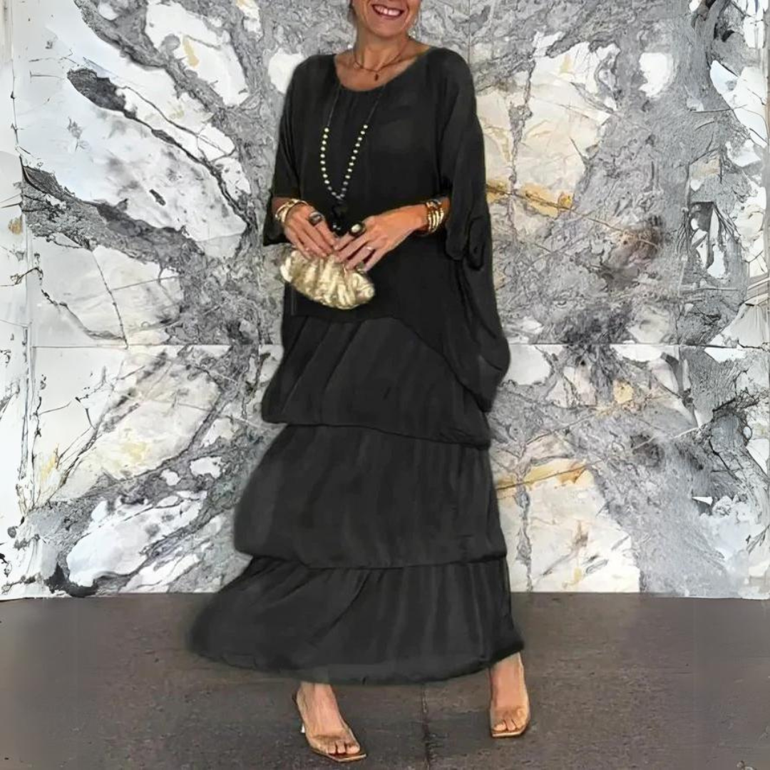 Langes, fließendes Chiffonkleid mit eleganter Passform | Ideal für Frühling und Sommer
