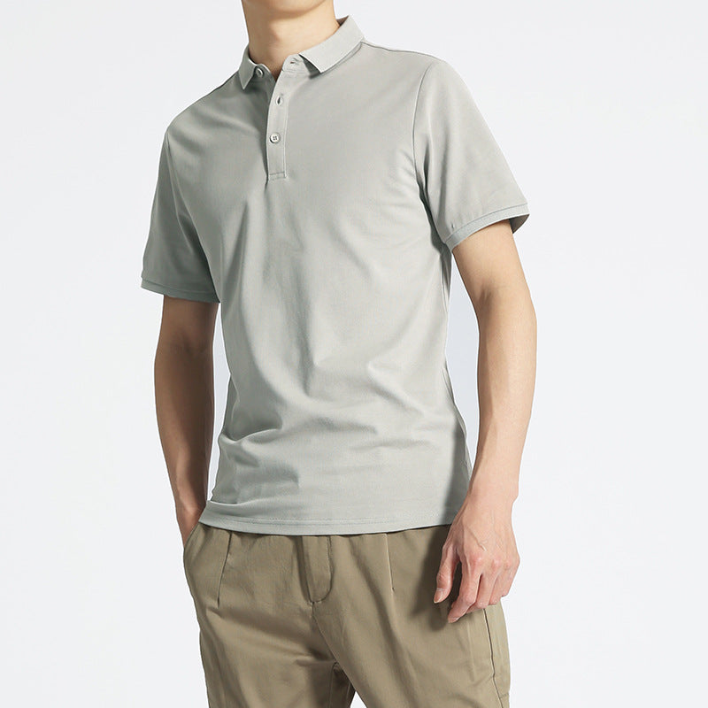 Herren Einfarbiges Kurzarm-Lapel-T-Shirt – Ideal für den Sommer