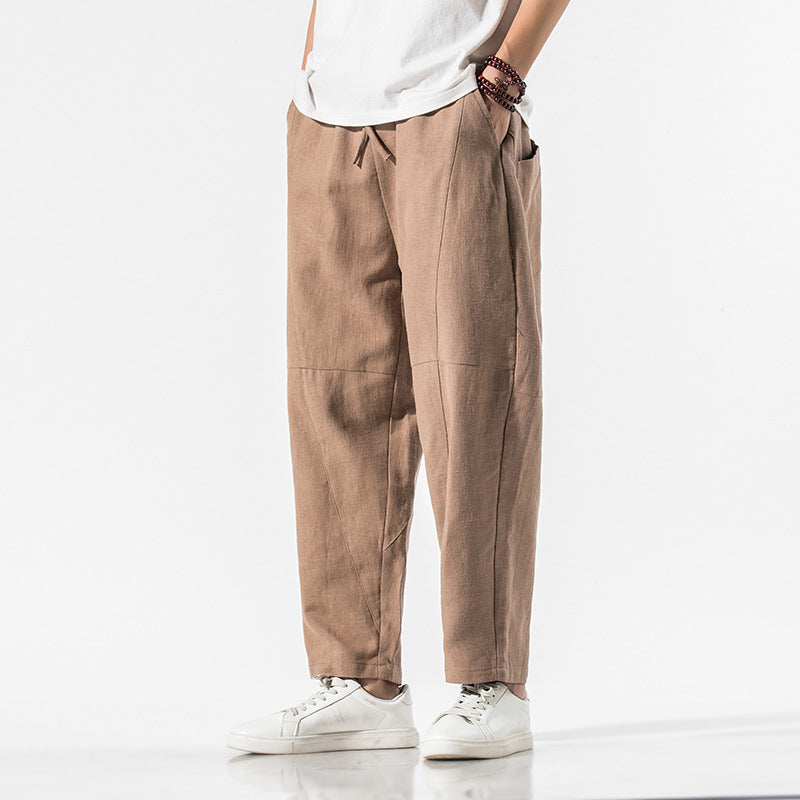 Herren Dünne Leinen Knöchellange Weitbein-Hose I Ideal für den Sommer
