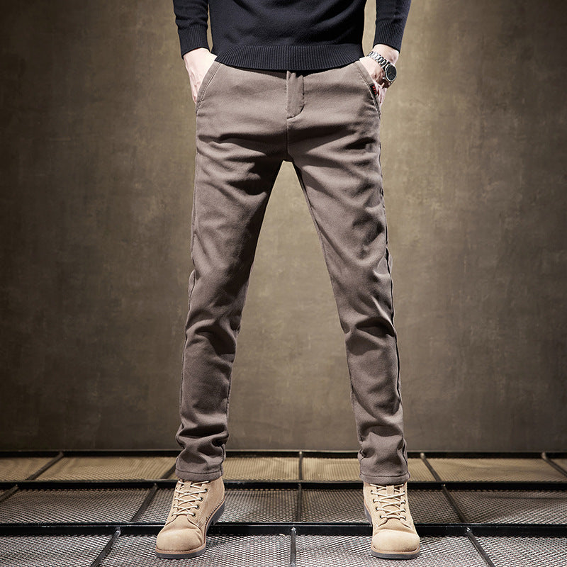 Herren Slim Fit Gerade Business-Hose Dick Ideal für Herbst und Winter
