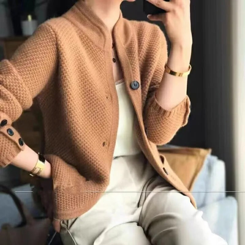 Strick-Cardigan mit hohem Kragen | Ideal für Herbst und Winter