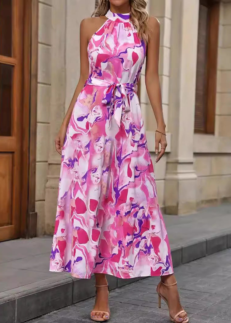 Boho-Kleid mit floralem Muster, hoher Taille und langen Ärmeln | Ideal für Frühling und Sommer