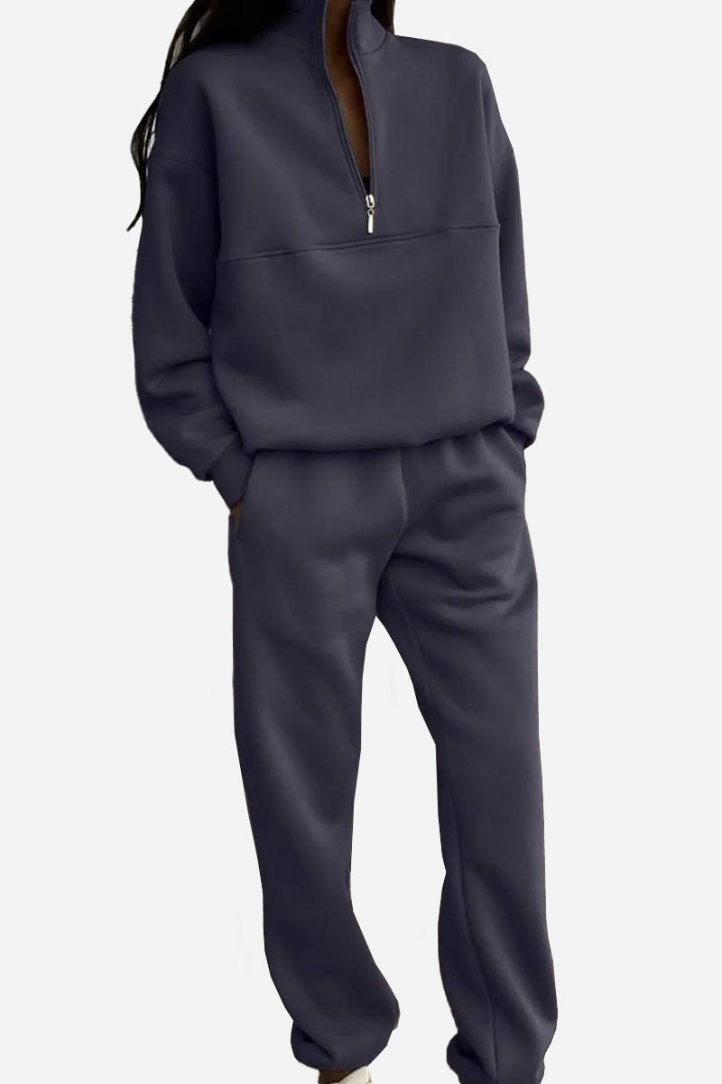 Zweiteiliges Damen-Jogger-Set aus Baumwollmischung mit Kapuzenpulli und Jogginghose | Ideal für Frühling & Herbst