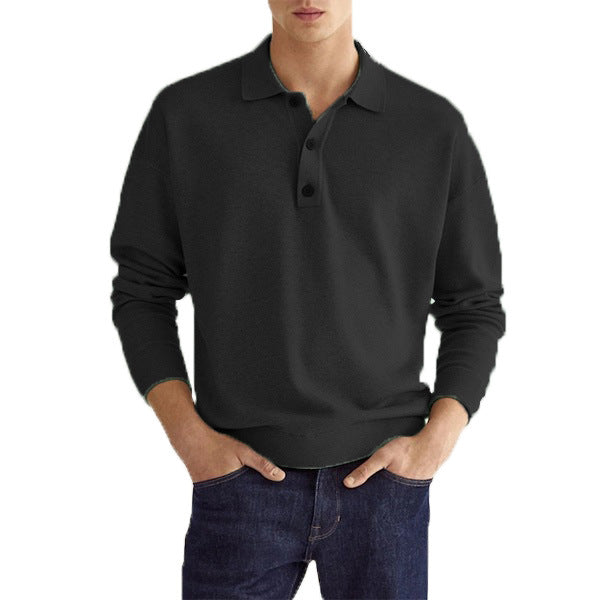 Herren Langarm V-Ausschnitt Button-Poloshirt – Ideal für den Herbst