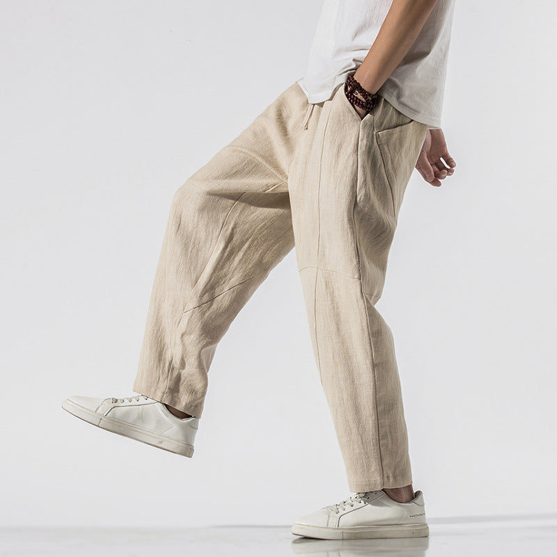 Herren Dünne Leinen Knöchellange Weitbein-Hose I Ideal für den Sommer