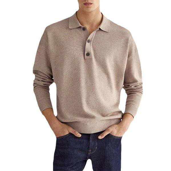 Herren Langarm V-Ausschnitt Button-Poloshirt – Ideal für den Herbst