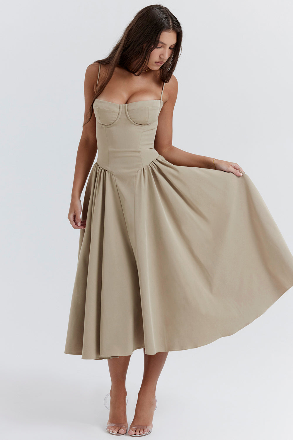 Schulterfreies Korsettkleid mit figurbetontem Oberteil | Ideal für Frühling und Sommer