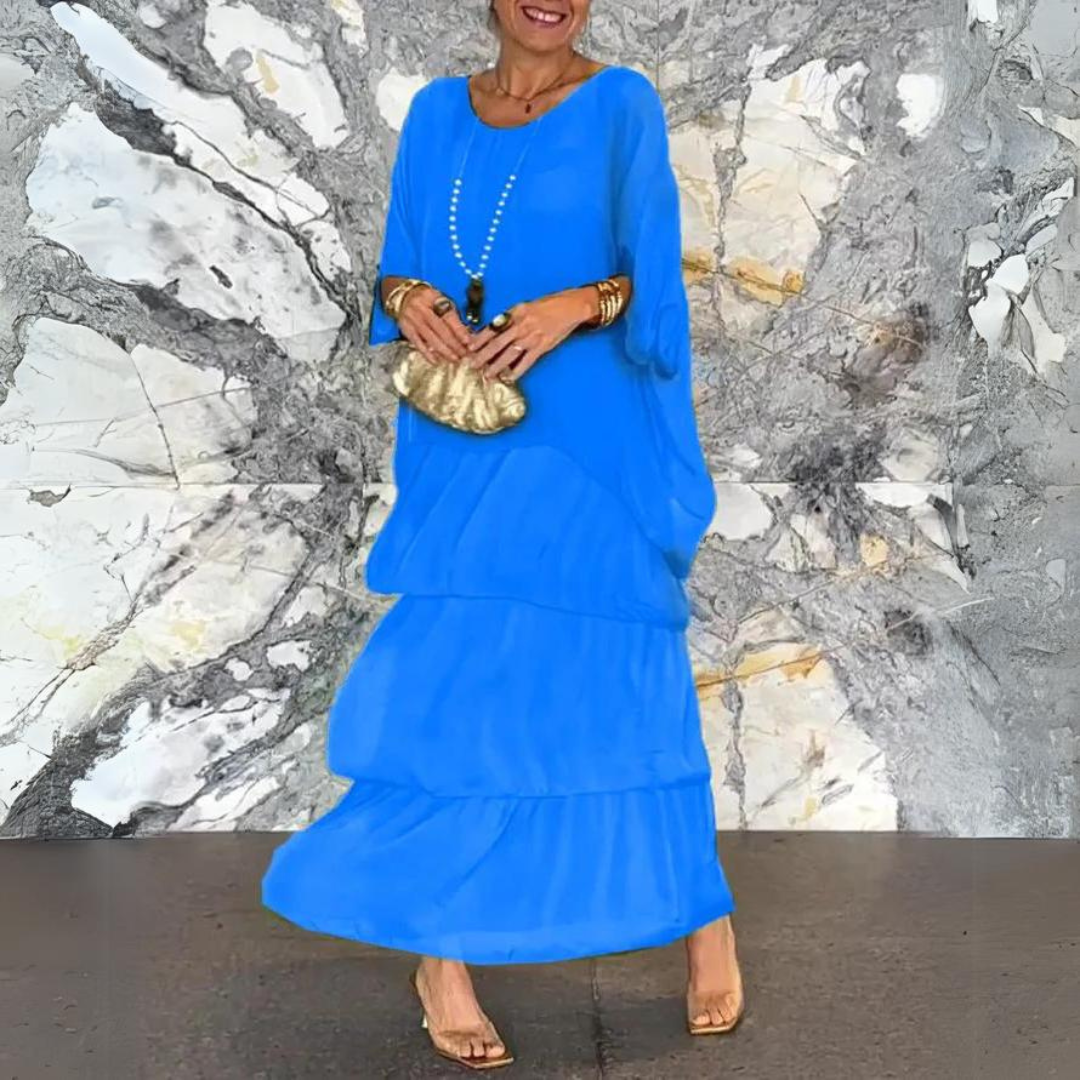 Langes, fließendes Chiffonkleid mit eleganter Passform | Ideal für Frühling und Sommer