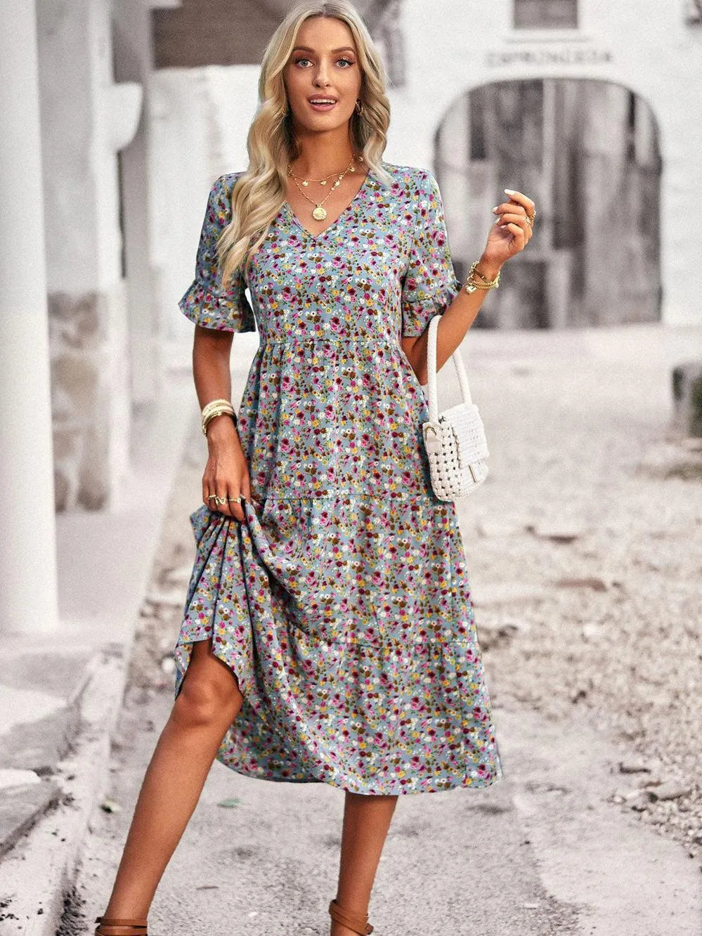 Kurzarm-Sommerkleid mit bequemer Passform | Ideal für Frühling und Sommer