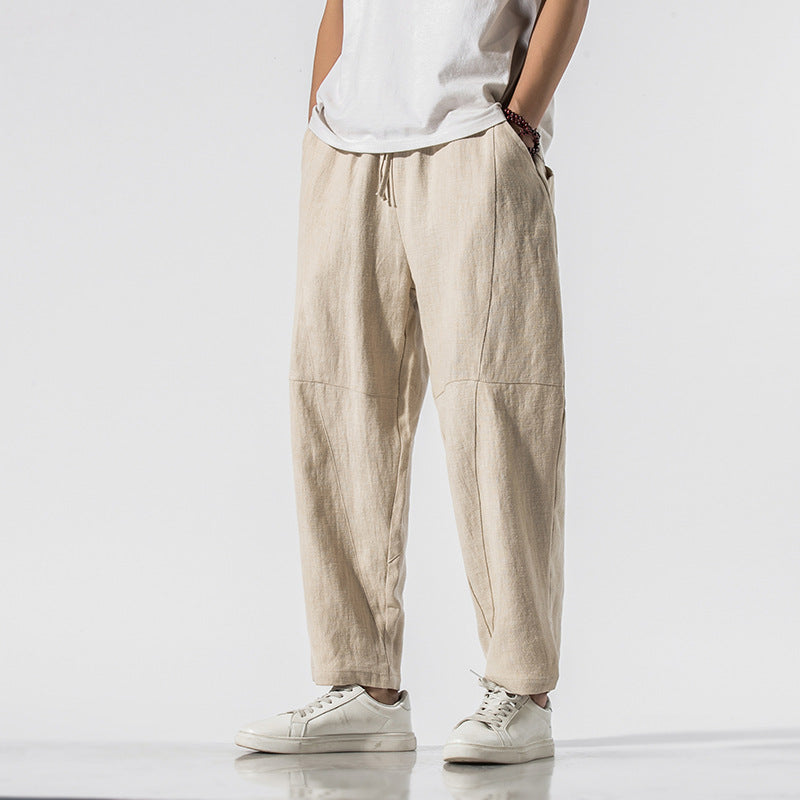 Herren Dünne Leinen Knöchellange Weitbein-Hose I Ideal für den Sommer