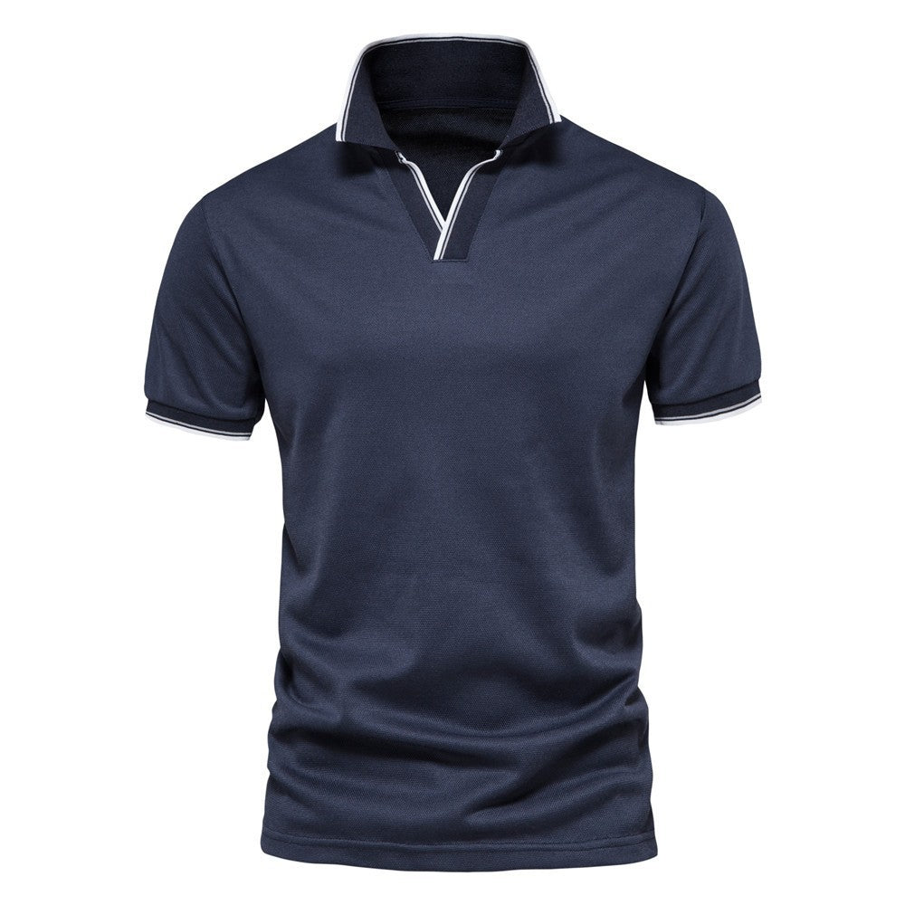 Herren Unifarbenes V-Ausschnitt Kurzarmshirt – Perfekt für den Sommer