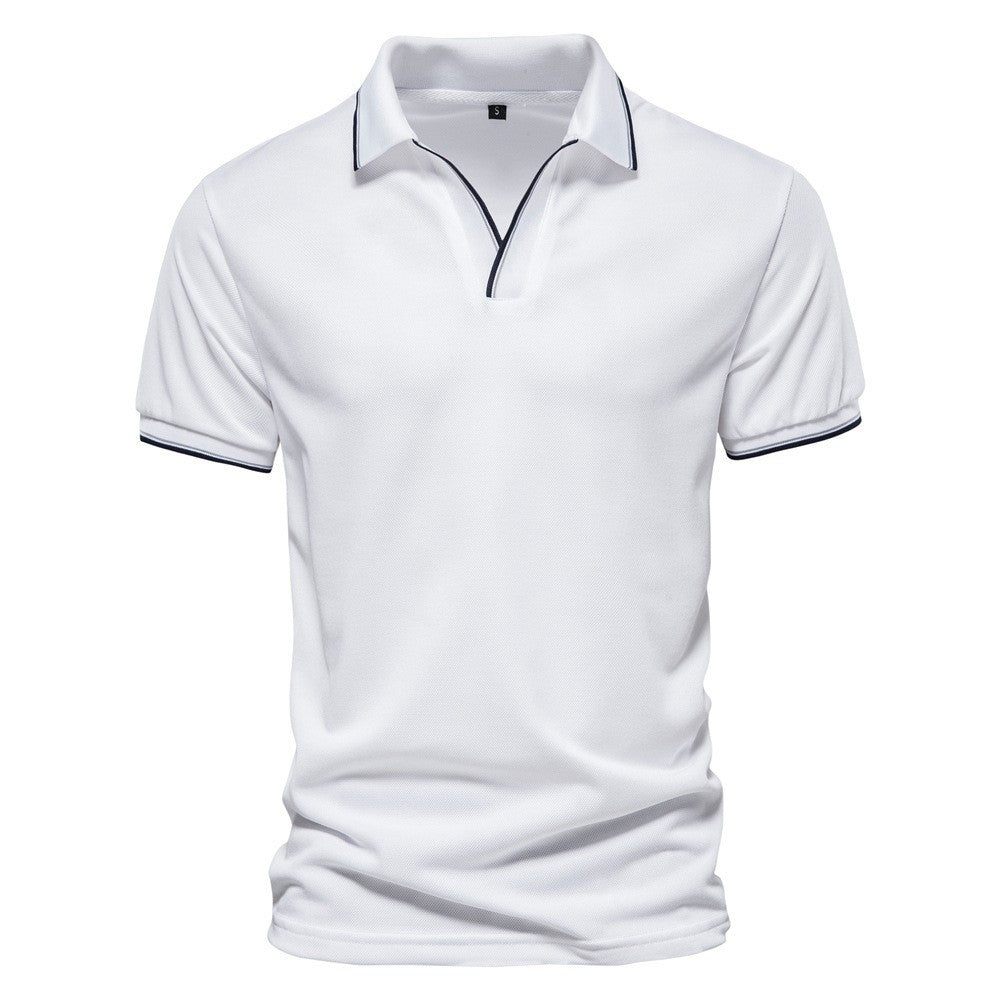 Herren Unifarbenes V-Ausschnitt Kurzarmshirt – Perfekt für den Sommer
