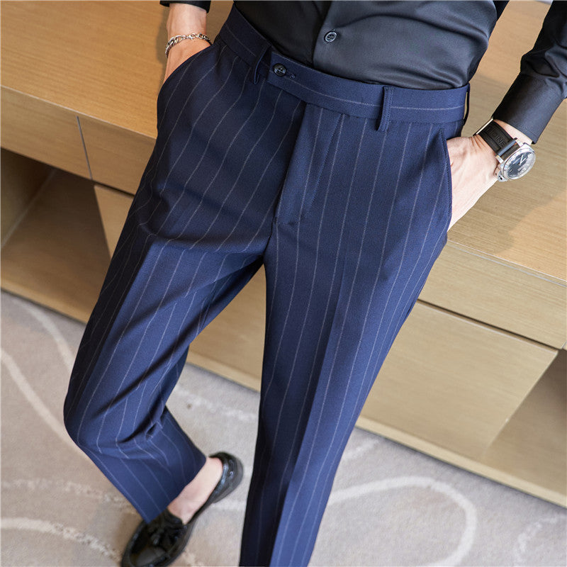 Herren Gestreifte Stretch-Anzughose – Ideal für den Herbst