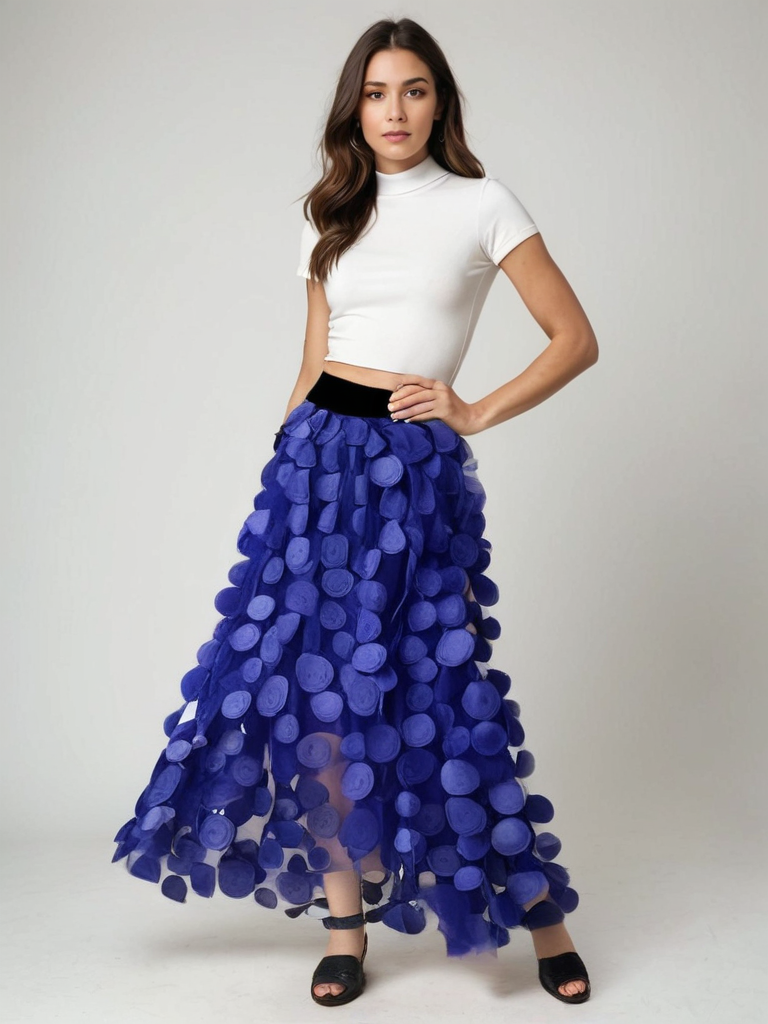 Tüllrock mit Polka-Dot-Muster & elastischem Bund | Ideal für Frühling & Herbst