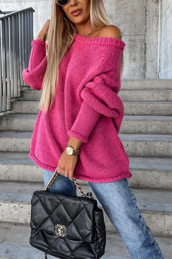 Damen Oversize Strickpullover – Ideal für Herbst & Winter