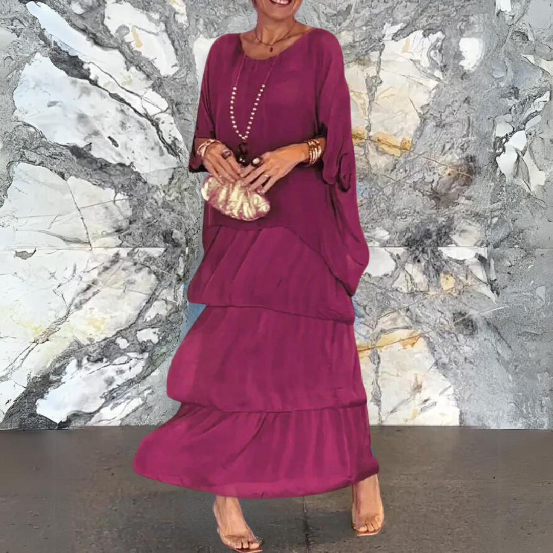 Langes, fließendes Chiffonkleid mit eleganter Passform | Ideal für Frühling und Sommer