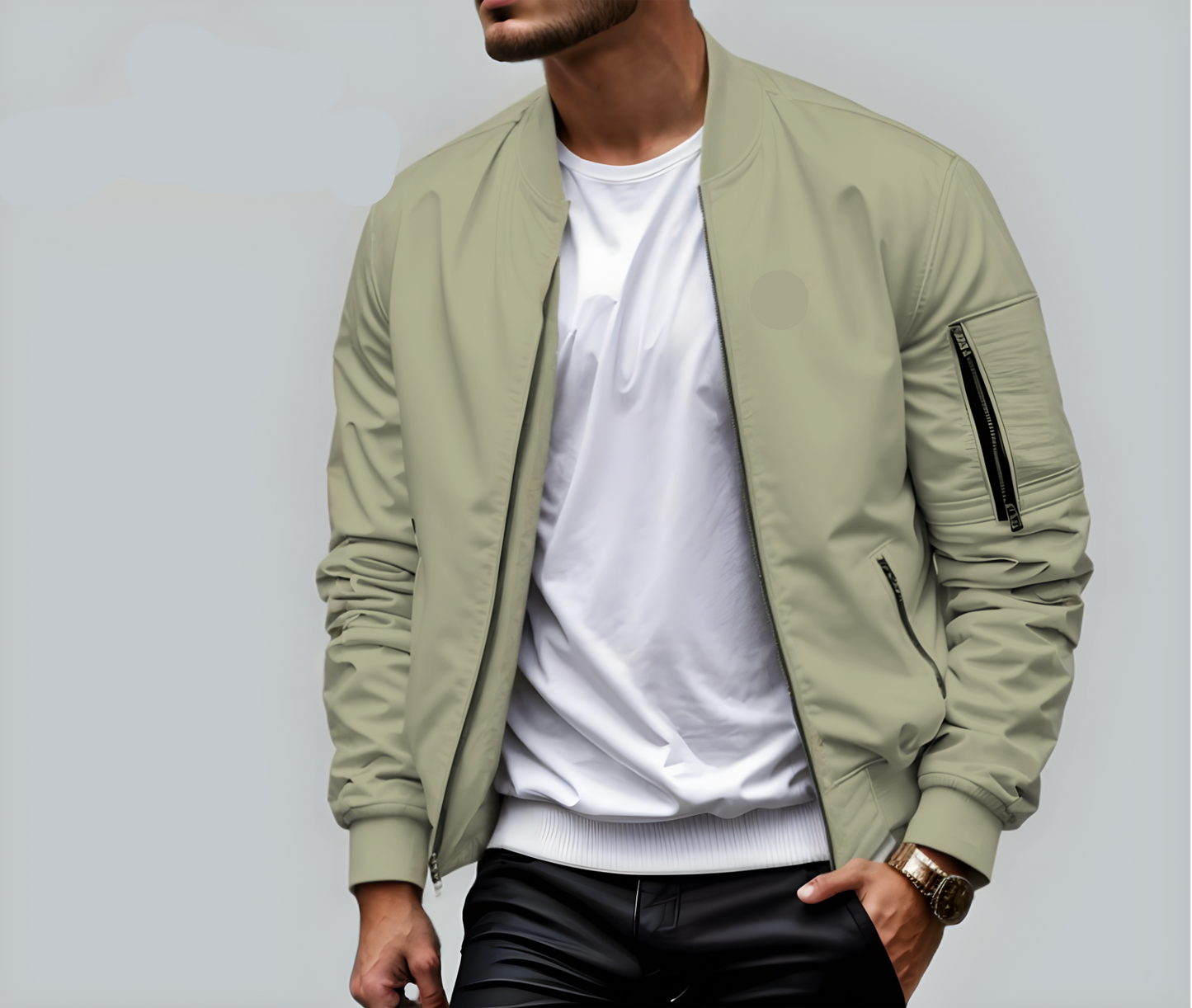 Leichte Herren-Steppjacke mit Reißverschluss, Seitentaschen und geripptem Kragen | Ideal für Herbst/Frühjahr