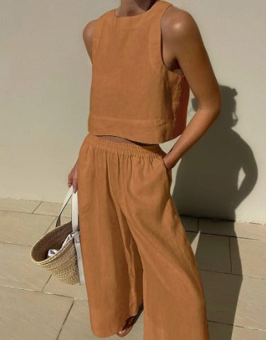 Zweiteiliges Ärmelloses Set mit Hose | Ideal für Sommer