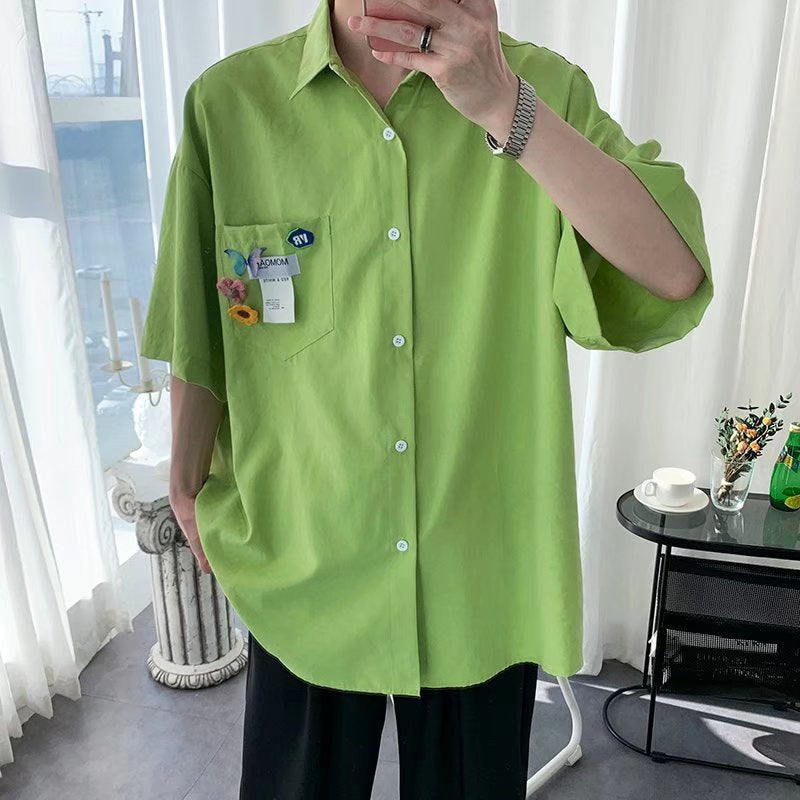 Herren Halbarm Slim Fit Cardigan-Hemd – Ideal für den Sommer