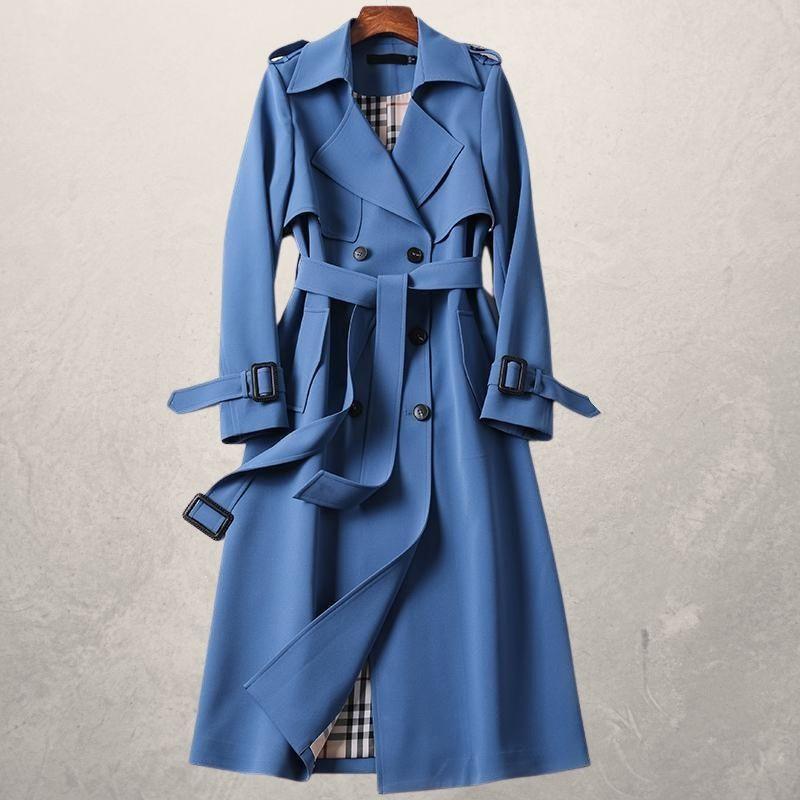 Damen-Trenchcoat in mittlerer Länge mit Taillengürtel und Fleecefutter | Ideal für den Herbst