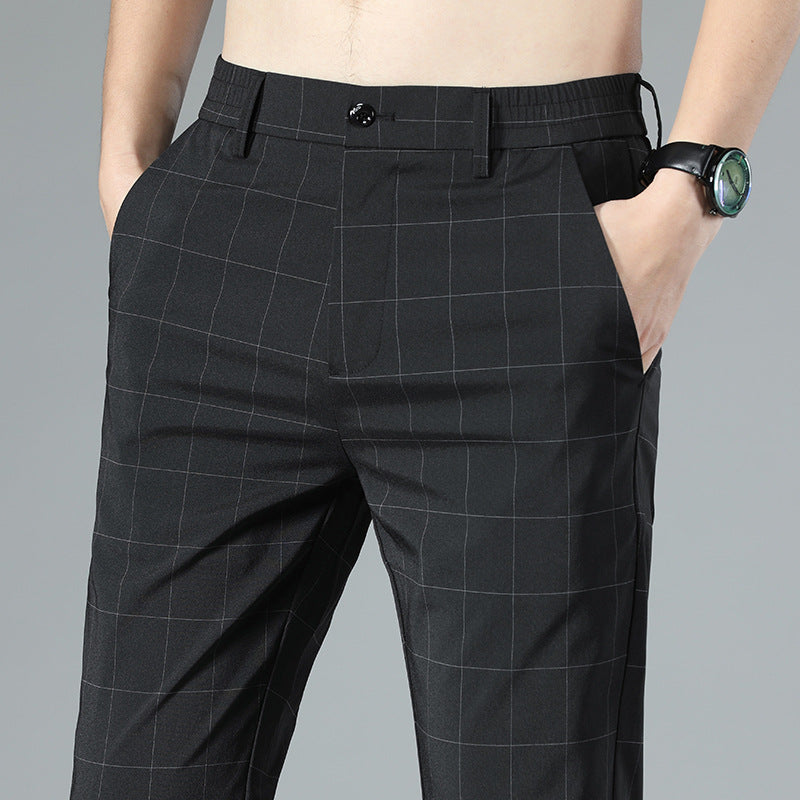 Herren-Karierte Ice-Silk-Knöchelhose – Perfekt für den Sommer