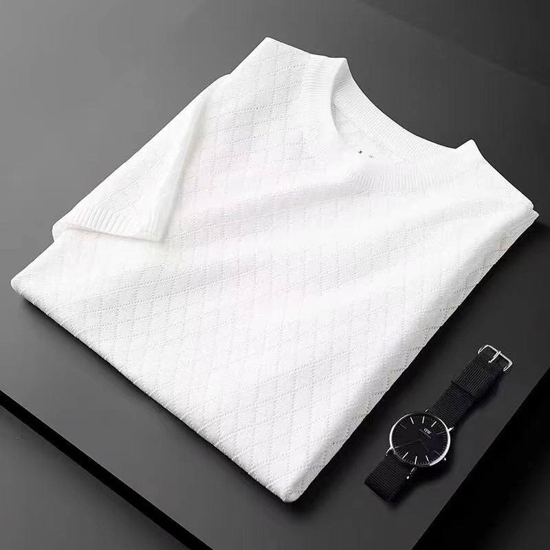 Herren Leichter Kurzarm-Pullover mit Cut-Out-Design – Perfekt für den Sommer