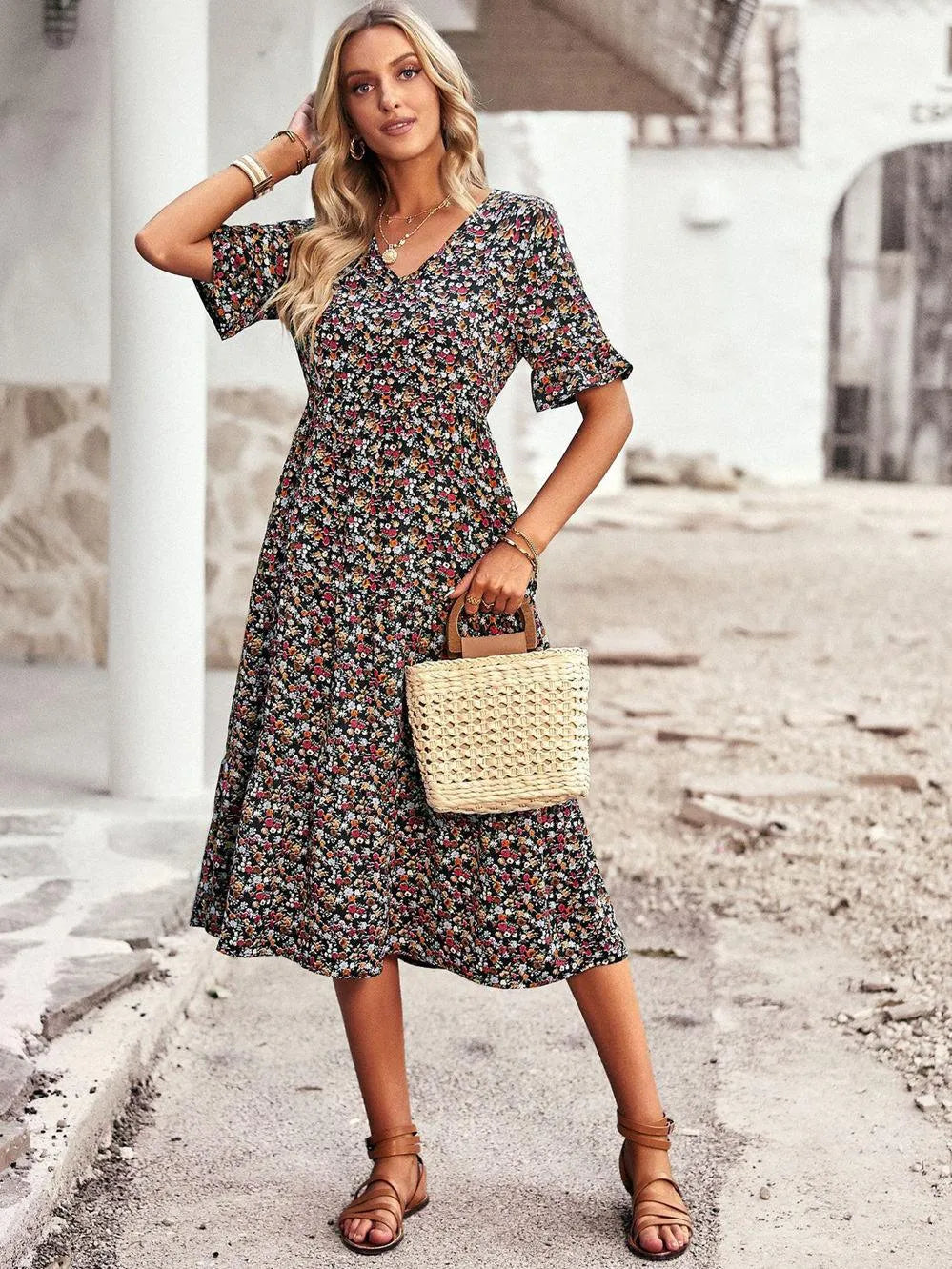 Kurzarm-Sommerkleid mit bequemer Passform | Ideal für Frühling und Sommer