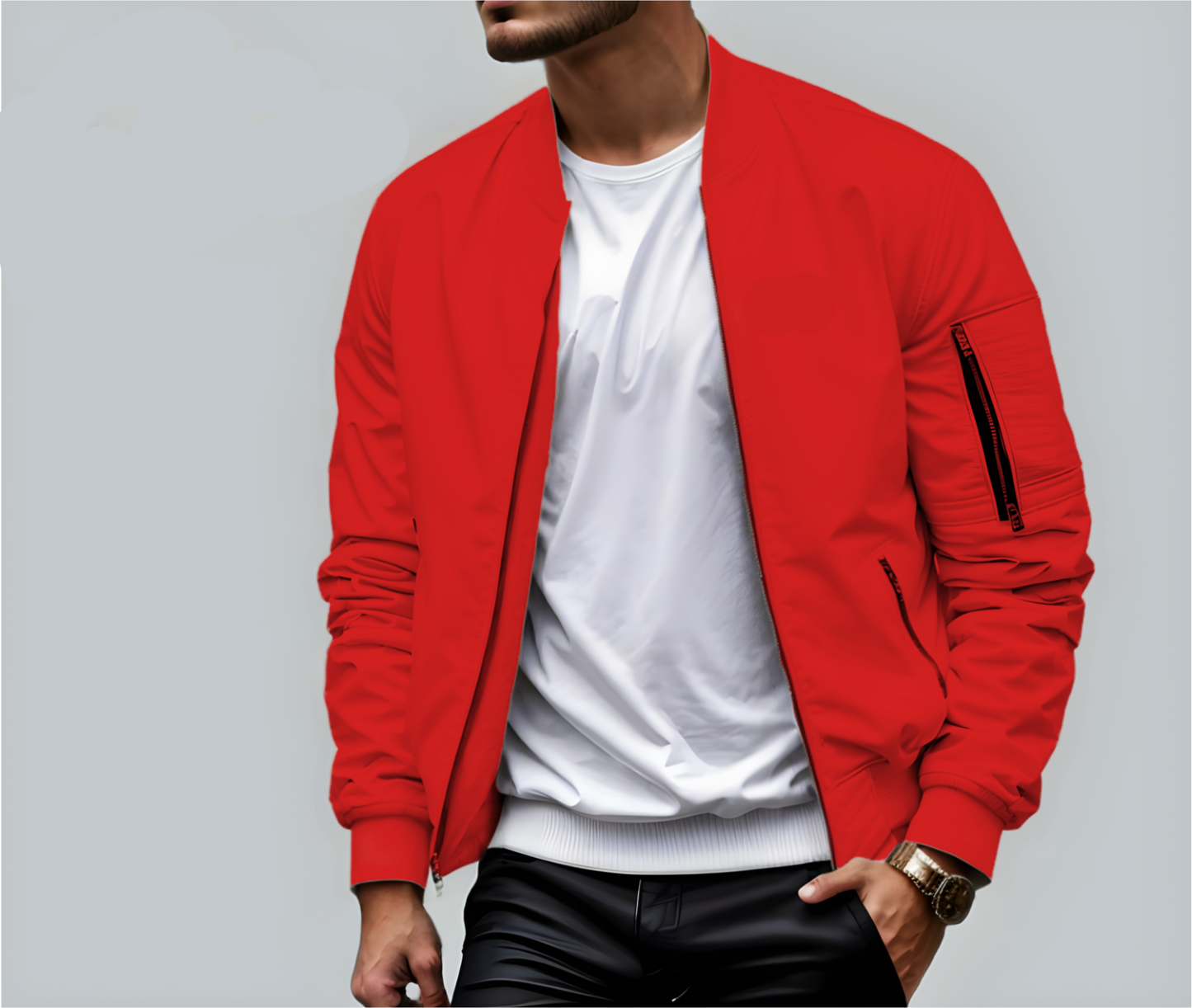 Leichte Herren-Steppjacke mit Reißverschluss, Seitentaschen und geripptem Kragen | Ideal für Herbst/Frühjahr